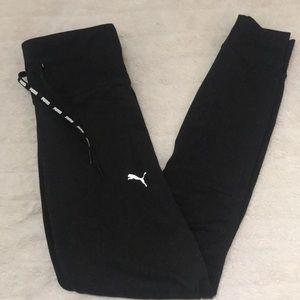 Puma High Waisted Black Leggings with Tie Waist